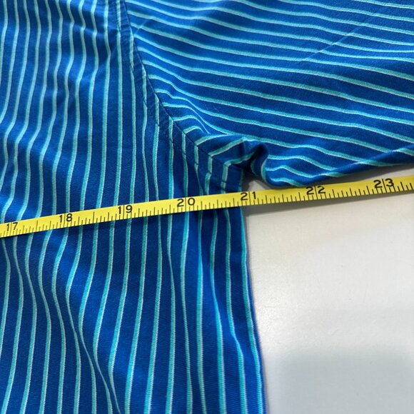 Peter Millar Summer Comfort Polo Shirt Mens Large Blue Green Striped Performance - Picture 5 of 6